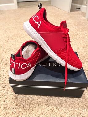 Nautica Kids Red Athletic Slip-On Lace Sneakers
